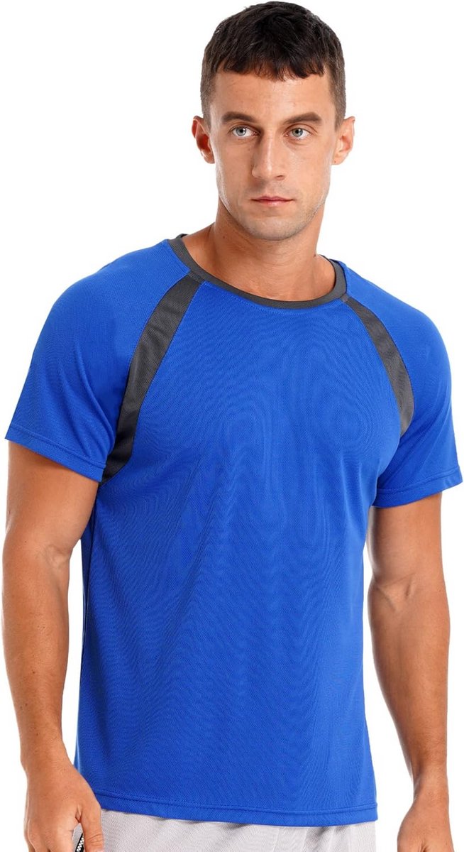 Heren Sportshirt Korte Mouwen - Sneldrogend Ademend Trainingsshirt voor Fitness en Voetbal