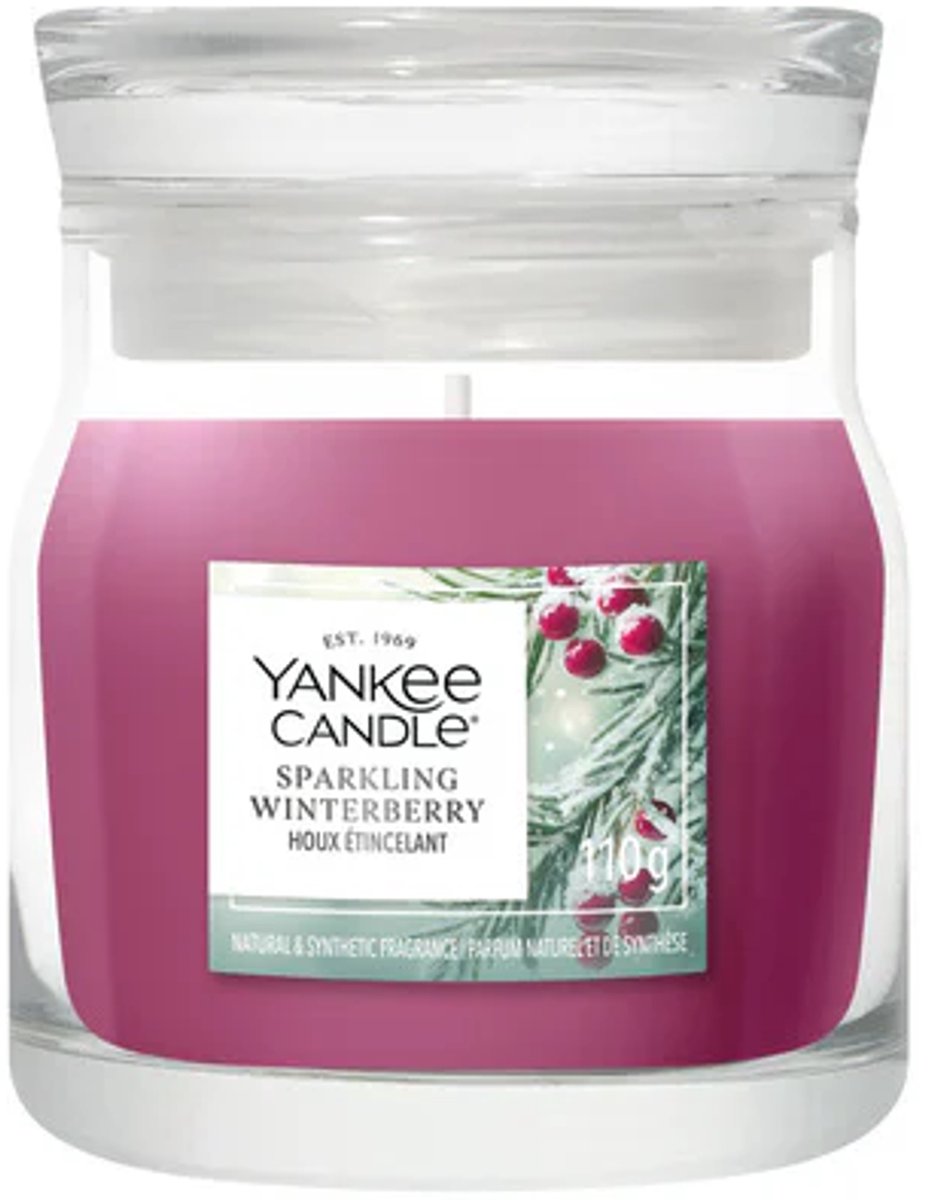 Yankee Candle - Sparkling Winterberry Small Jar Geurkaars - tot 30 branduren