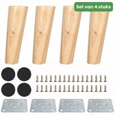 JustValue - Houten Meubelpoten - Set Van 4 - 15cm Hoog - Taps Toelopend - Solide Hout - Bamboe Kleur - Voor Bank - Tafel - Kast - Stoel