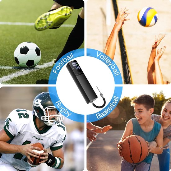 Elektrische Ballpomp - Draagbare Automatische Snelpomp met Precieze Manometer & LCD-scherm - voor Basketbal, Voetbal, Volleybal - Zwart - 2 Naalden & 1 Mondstuk - 1 Stuk van Merkloos — afbeelding 2