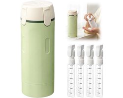Doseerflessen - 4-in-1 reisdispenser - met dispenser - reisflesjes - 4 X 30ml - Navulbare Reisdispenser - Draagbaar - Lekvrij - Met maatverdeling en etiketten - Geschikt voor shampoo en lotion - groen