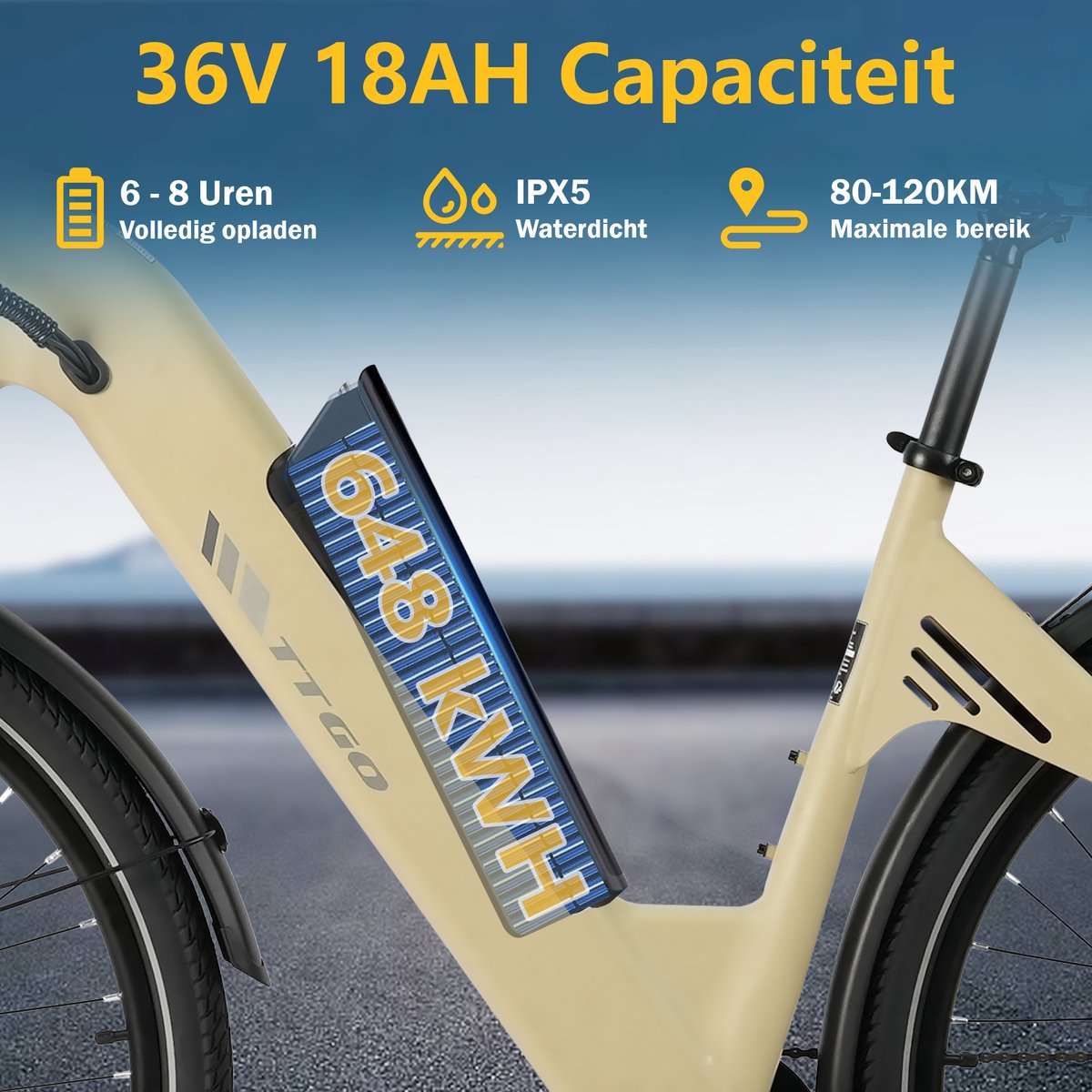 TTGO C3 SE elektrische stadsfiets - 250W, 120km bereik thumbnail 7