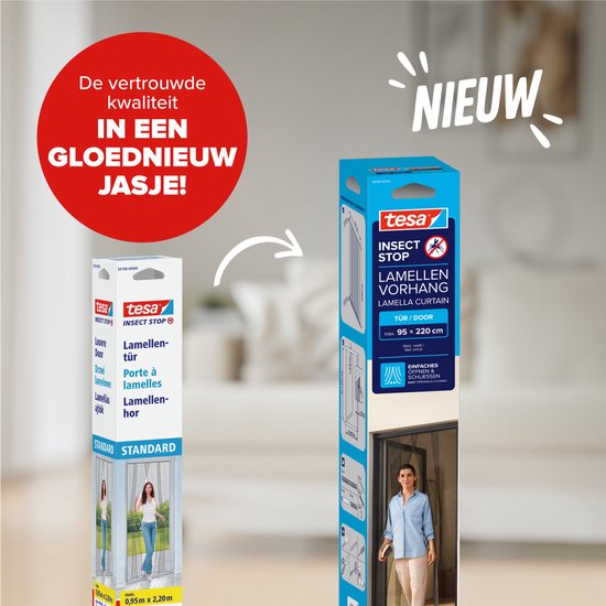 tesa INSECT STOP Lamella Curtain - lamellengordijn hor 4-delig voor deuren, zonder boren, wit - 95 x 220 cm van Tesa — afbeelding 3