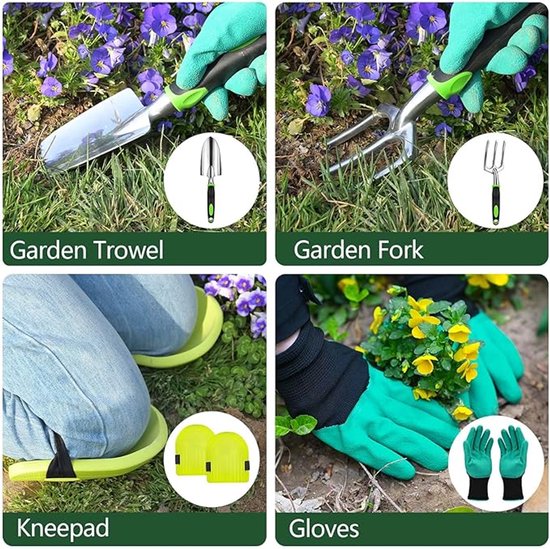 Tuingereedschapsset 12-delig - Compleet Tuinset met Schep, Snoeischaar, Verpotmat & Opbergtas - Duurzaam Aluminium - Tuincadeau voor Tuinliefhebbers van Merkloos	 — afbeelding 2