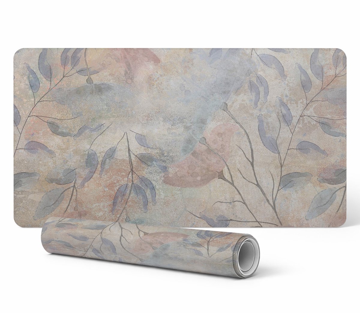 Antislip gaming muismat met delicate bladeren als achtergrond, 90x45 cm