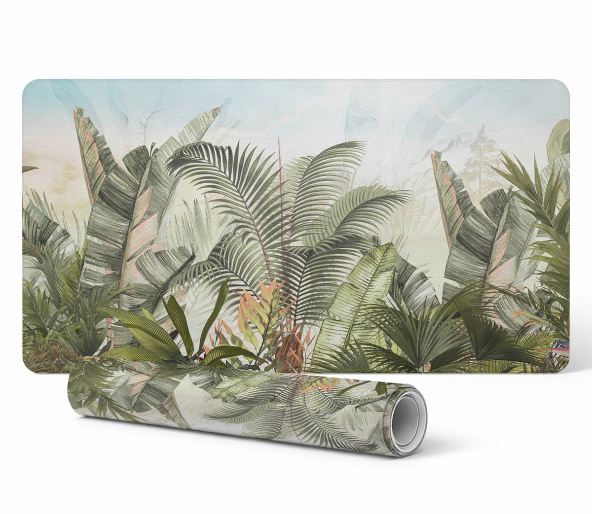 Vinyl beschermmat met een modern tropisch junglepatroon, 90x45 cm