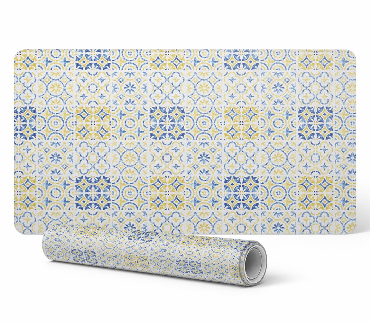 Decoratieve gaming bureaumat met geometrisch retropatroon 100x50 cm