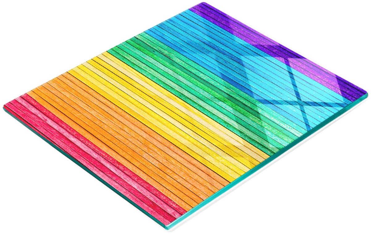 Gehard multifunctioneel decoratief bord van glas met gekleurde strepen, 60x52 cm