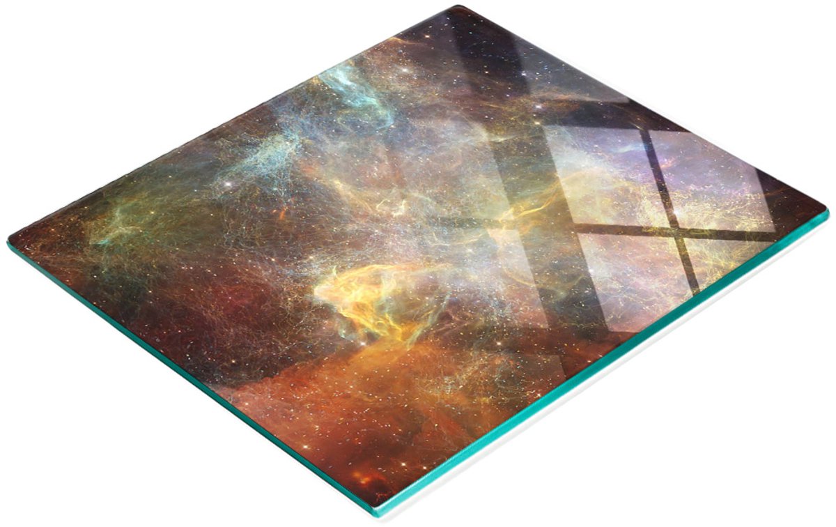 Serveerplank van gehard glas met Kosmos-afbeeldingen, 60x52 cm