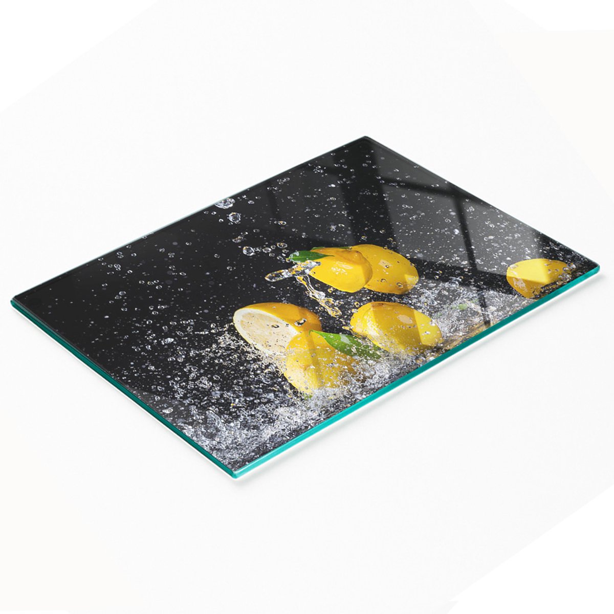 Glazen decoratieve plank voor het serveren van snacks, citroenen en water, 80x52 cm