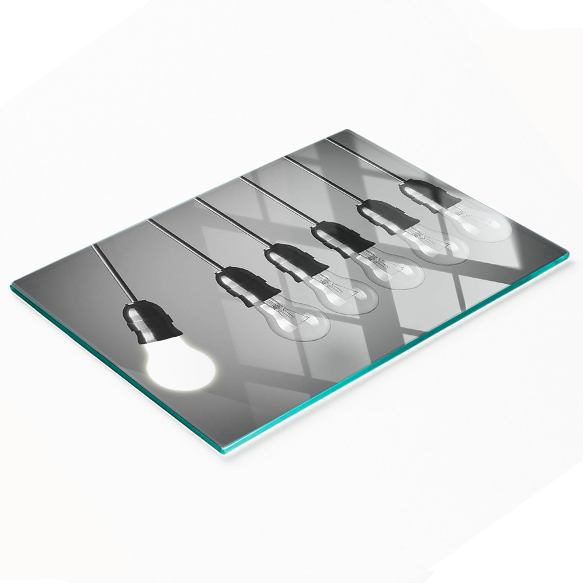 Multifunctionele decoratieve keukenplank van gehard staal met zes lampjes, 80x52 cm