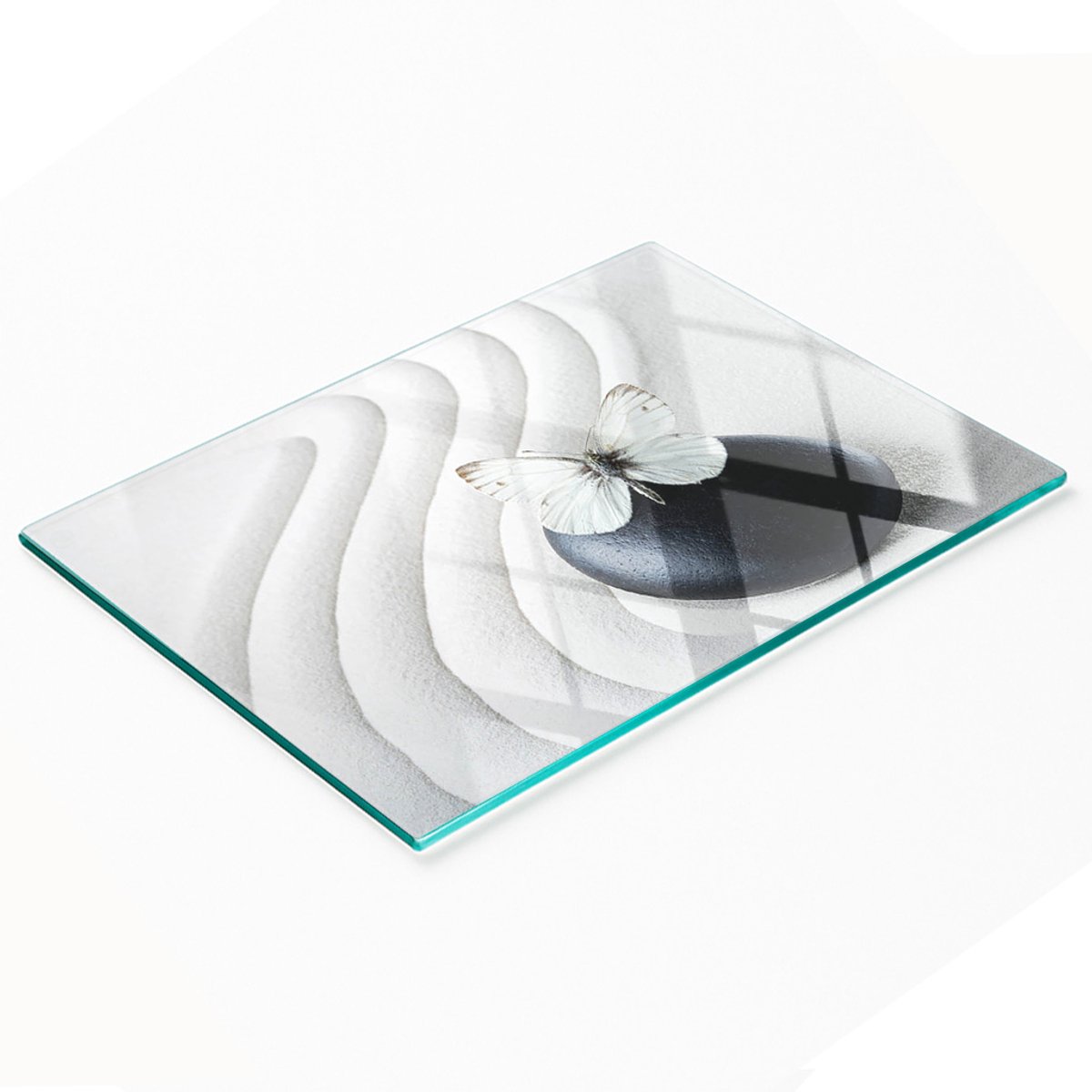 Glazen snijplank met decoratieve Zen-vlinderafbeelding, 80x52 cm