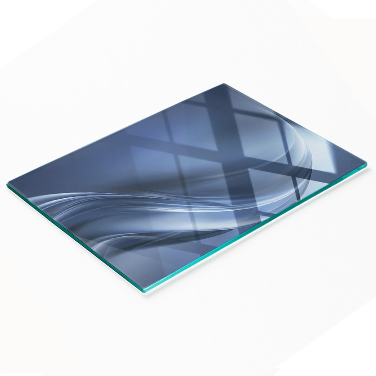 Decoratieve keukensnijplank van gehard glas met grijze golfprint, 80x52 cm