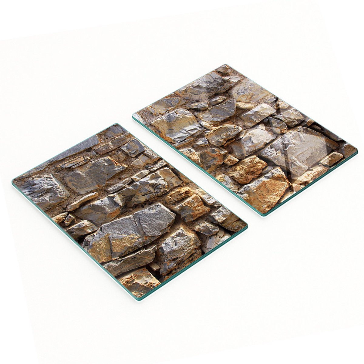 Multifunctionele decoratieve glazen keukenplanken met steenmotief, 2x40x52 cm