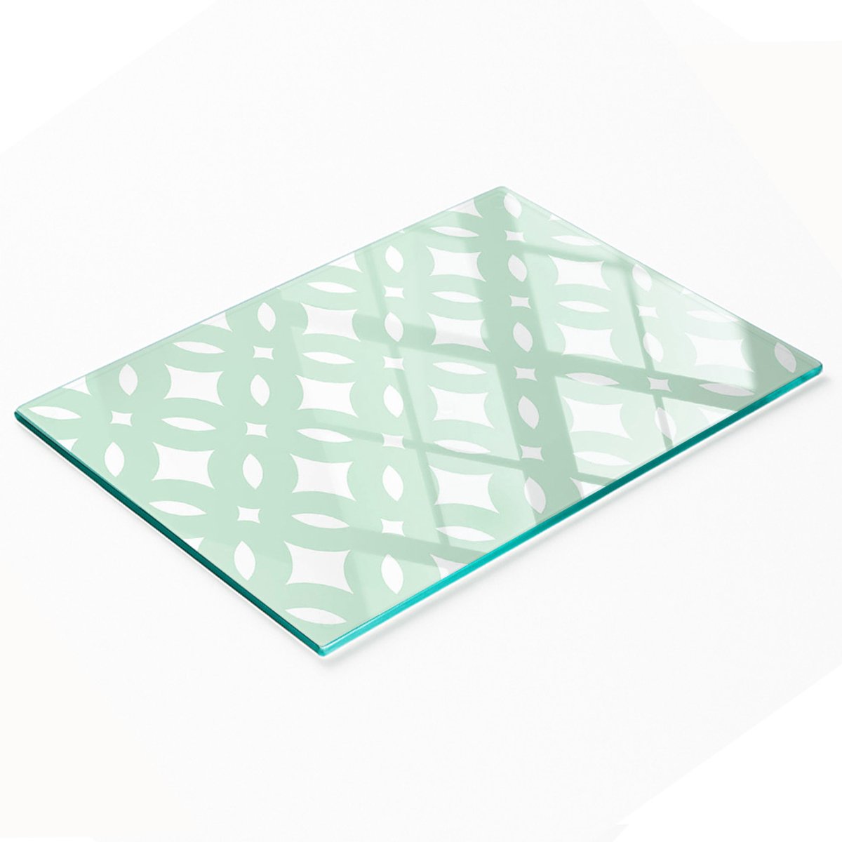 Decoratieve snijplank van gehard glas met geometrische vormen, 80x52 cm