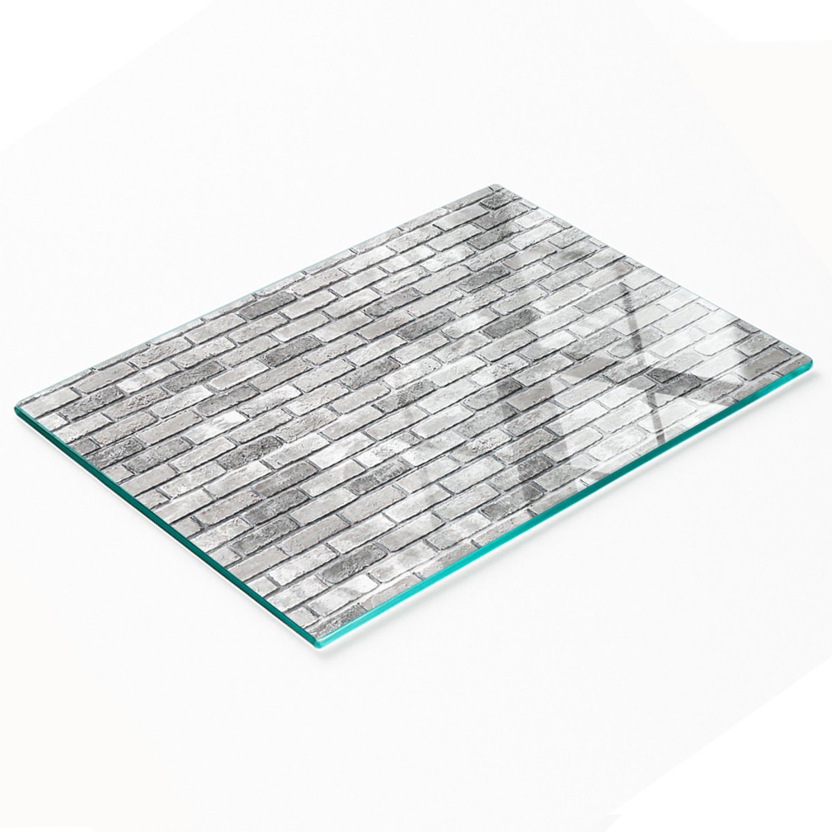 Keukenplank van gehard glas met decoratieve afbeelding van een bakstenen muur, 80x52 cm