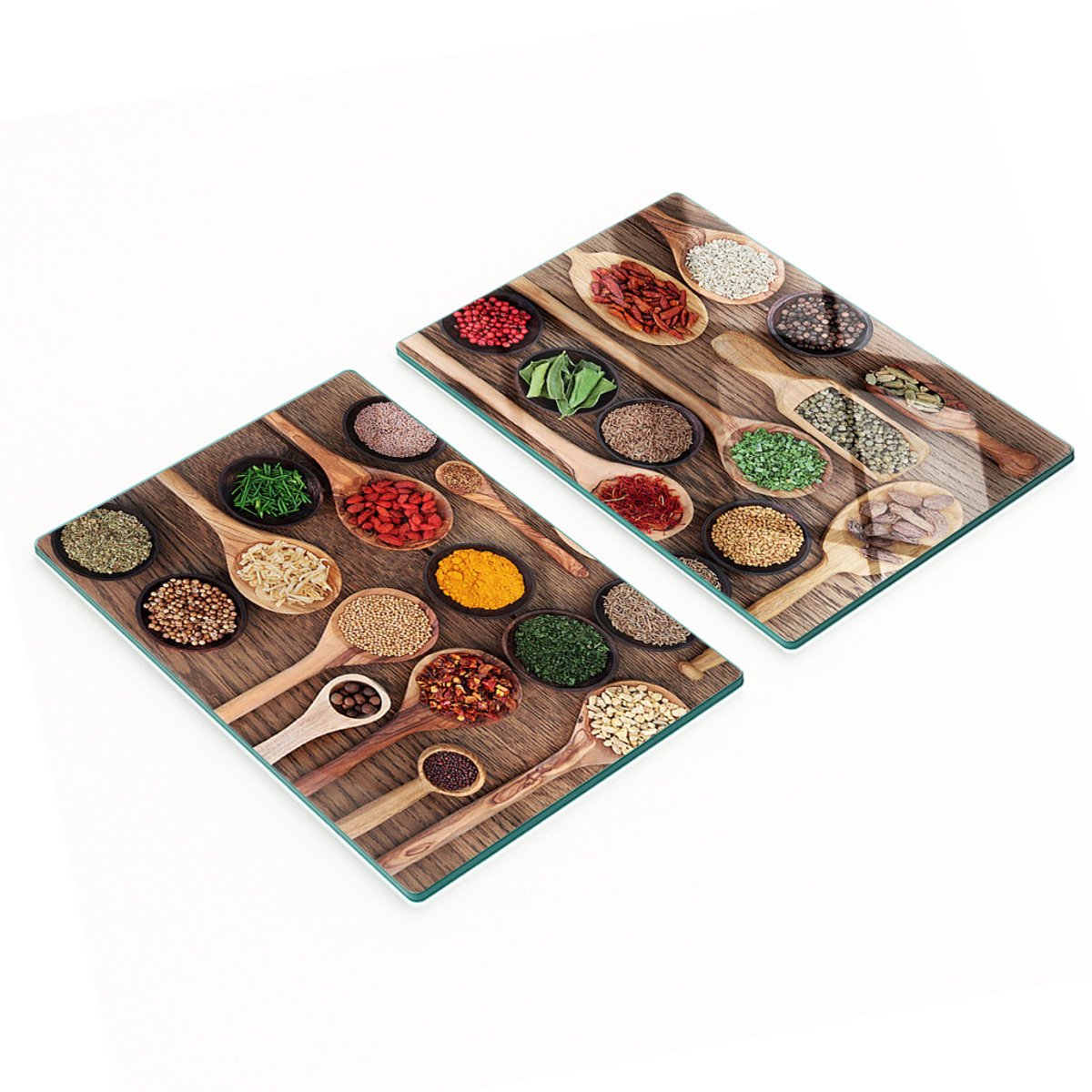 Keukenplanken van gehard glas met afbeeldingen van kruiden en specerijen, 2x40x52 cm