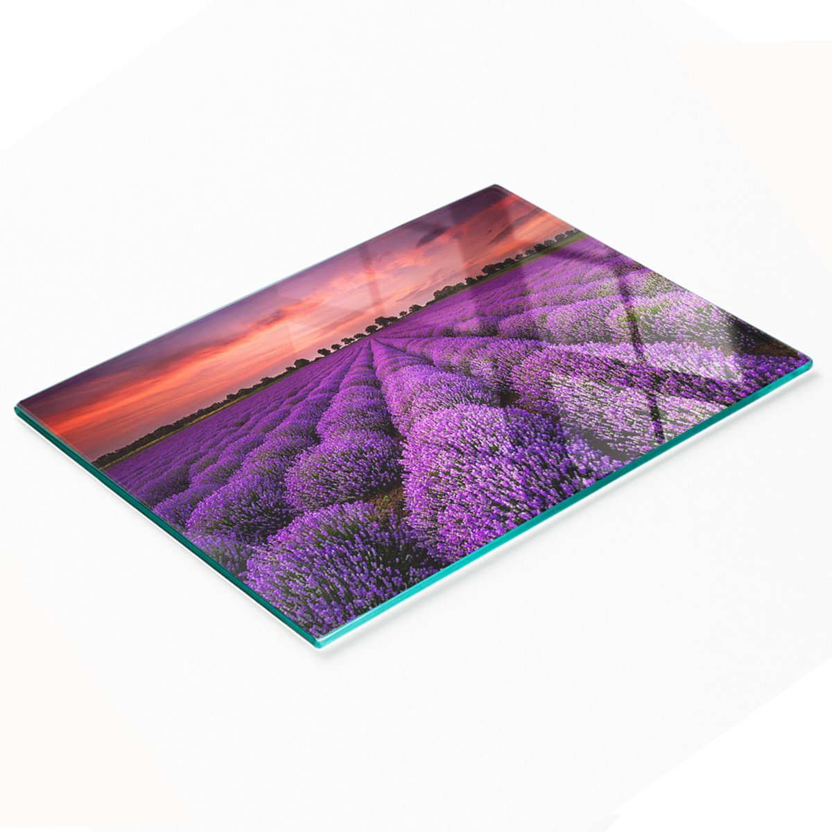 Multifunctionele decoratieve glazen keukenplank Lavendelveld 80x52 cm