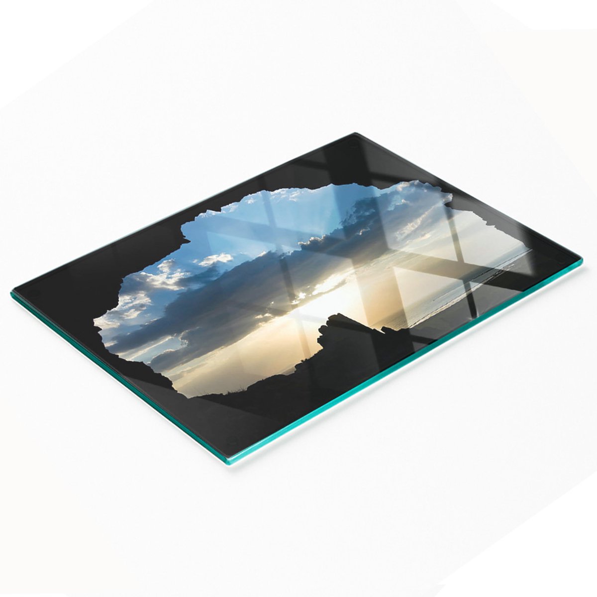 Keukenplank van gehard glas met decoratieve zonsondergangafbeelding, 80x52 cm