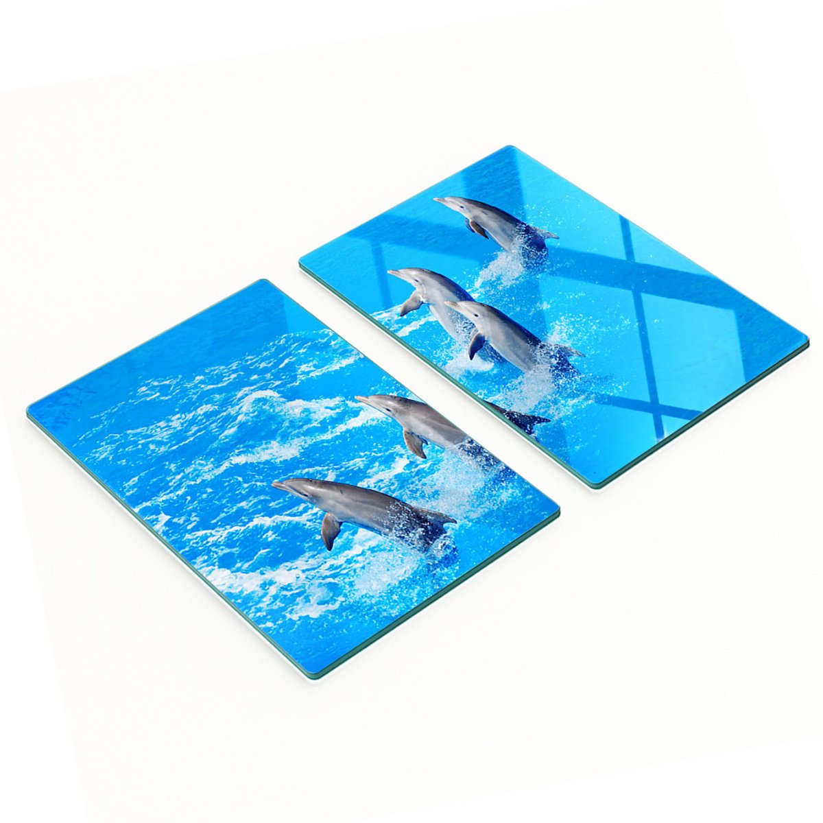 Multifunctionele decoratieve glazen borden met dolfijnenprint 2x40x52 cm