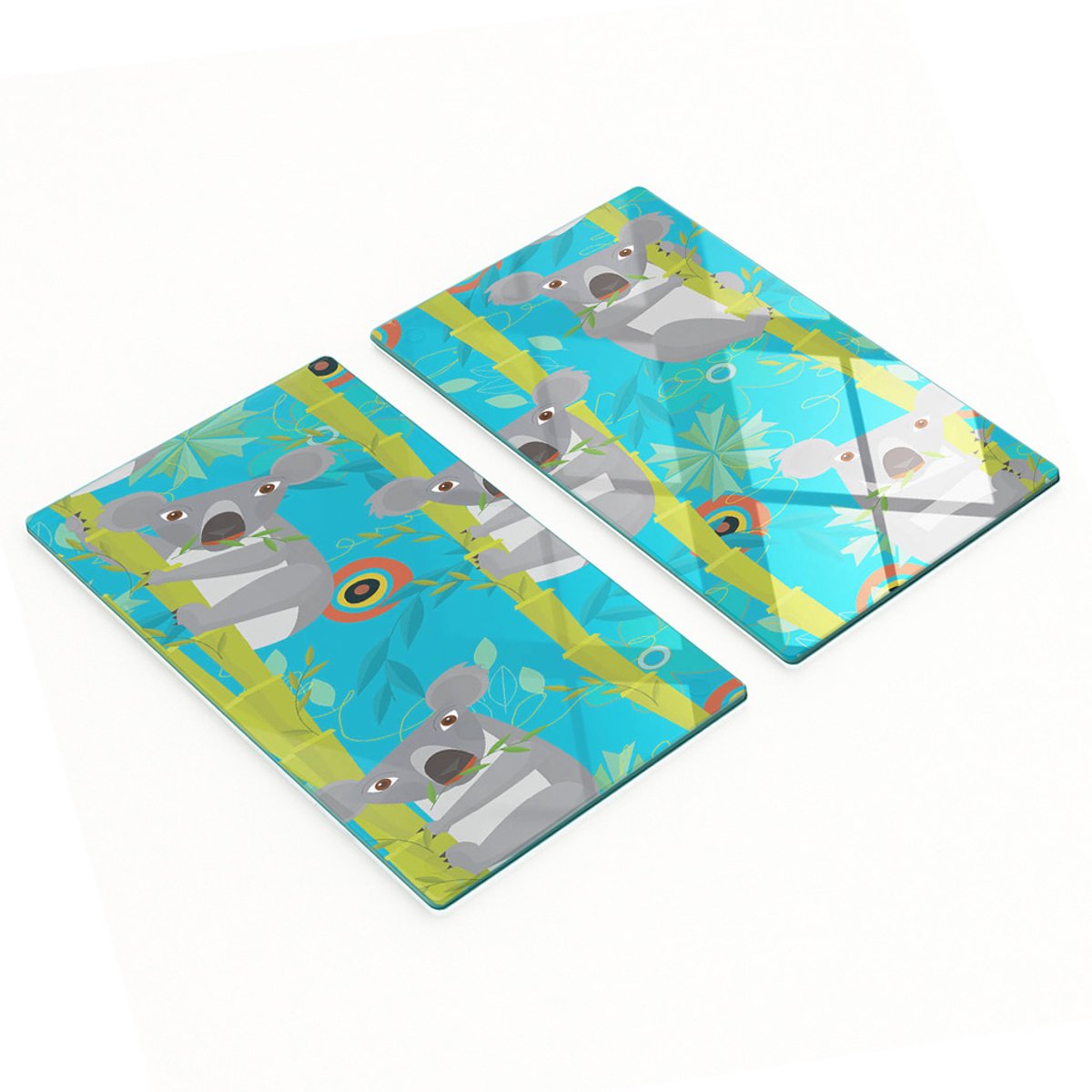Multifunctionele decoratieve glazen keukenplanken met koala-motief, 2x30x52 cm