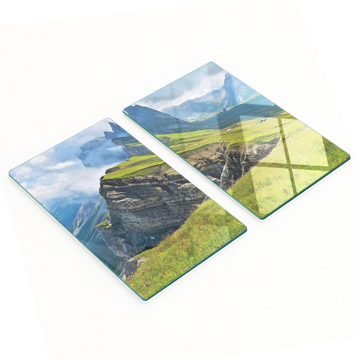 Glazen snijplanken met berglandschapsmotief, 2x30x52 cm
