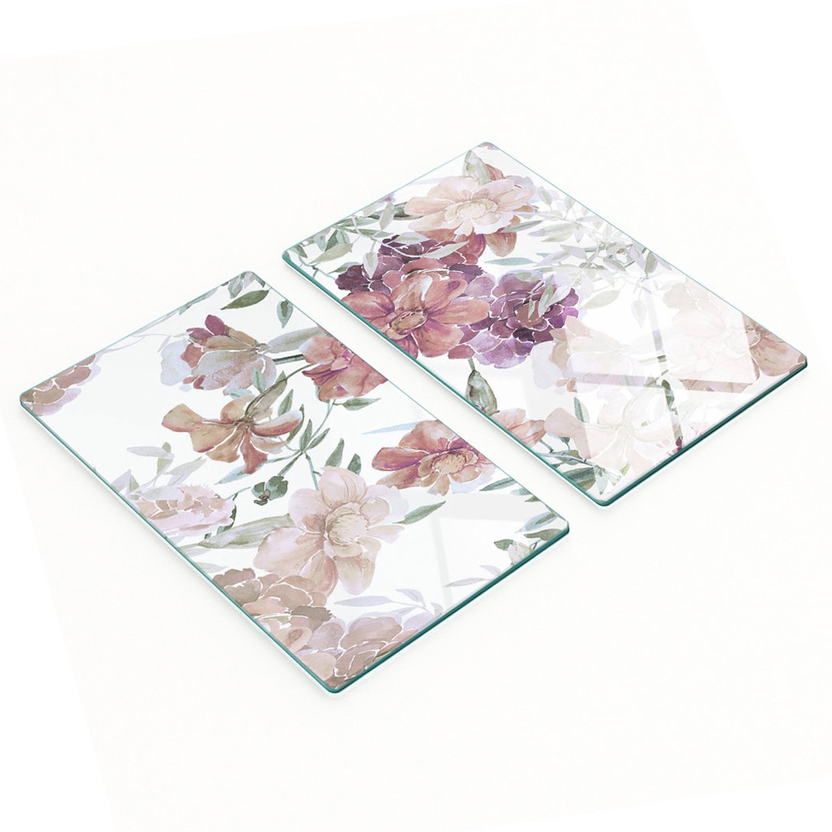 Multifunctionele decoratieve glazen borden met bloemenprint 2x30x52 cm