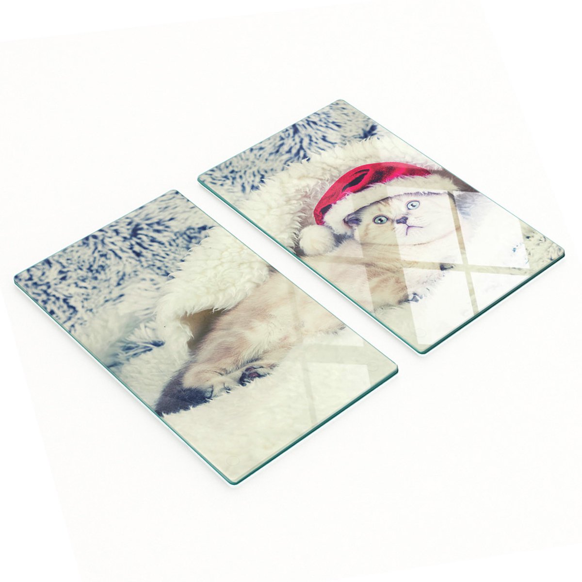 Keukenplanken van gehard glas met afbeelding van een kat of de kerstman, 2x30x52 cm
