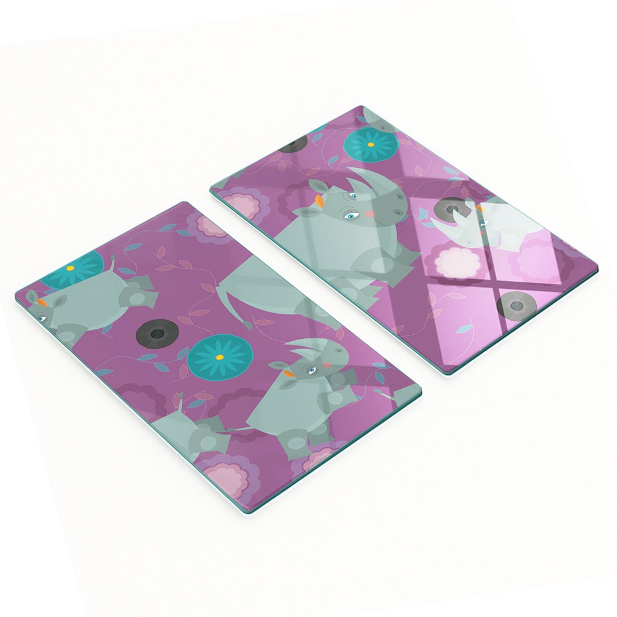 Geharde multifunctionele decoratieve glazen borden Neushoorn 2x30x52 cm