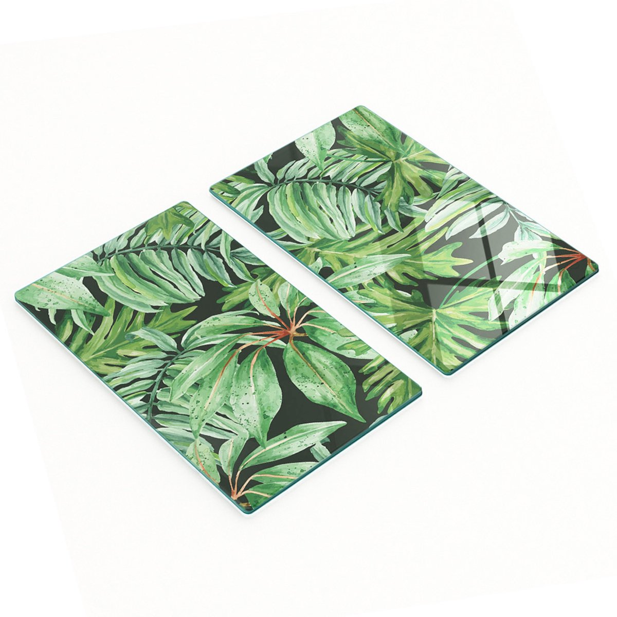 Multifunctionele decoratieve glazen borden met tropische bladeren, 2x30x52 cm