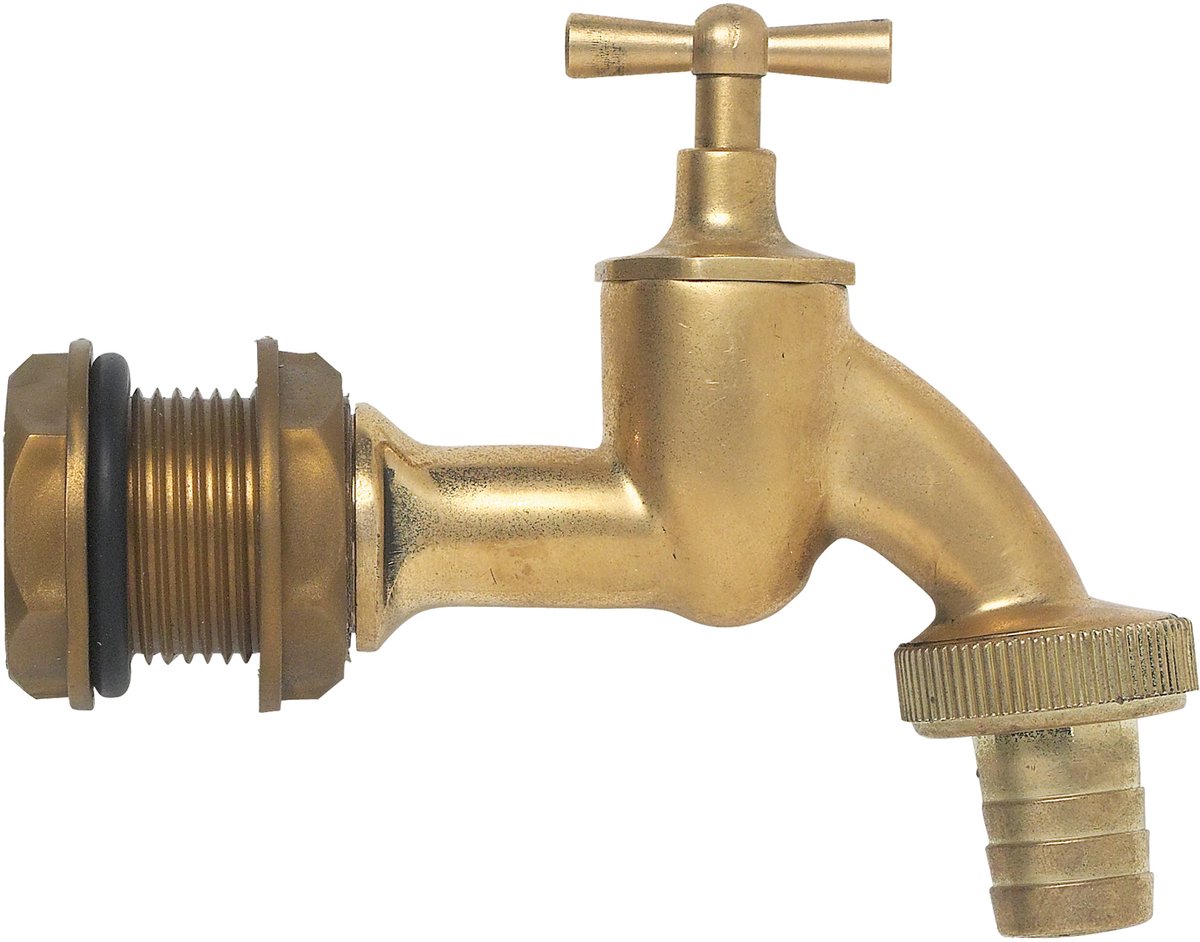 GARANTIA messing aftapkraan 3/4'' incl. tankdoorvoer