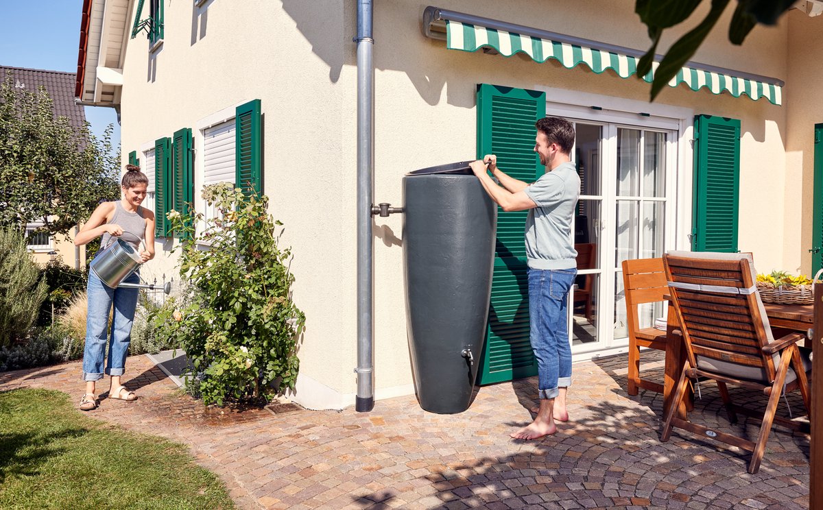 Garantia 2in1 waterreservoir 300 liter grafietgrijs incl. plantschaal