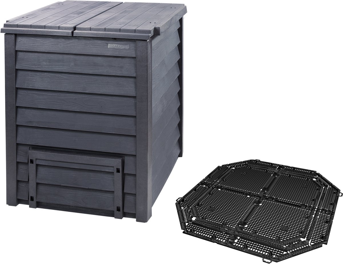 GARANTIA THERMO-WOOD compostbak 400 L incl. bodemrooster antraciet-bruin