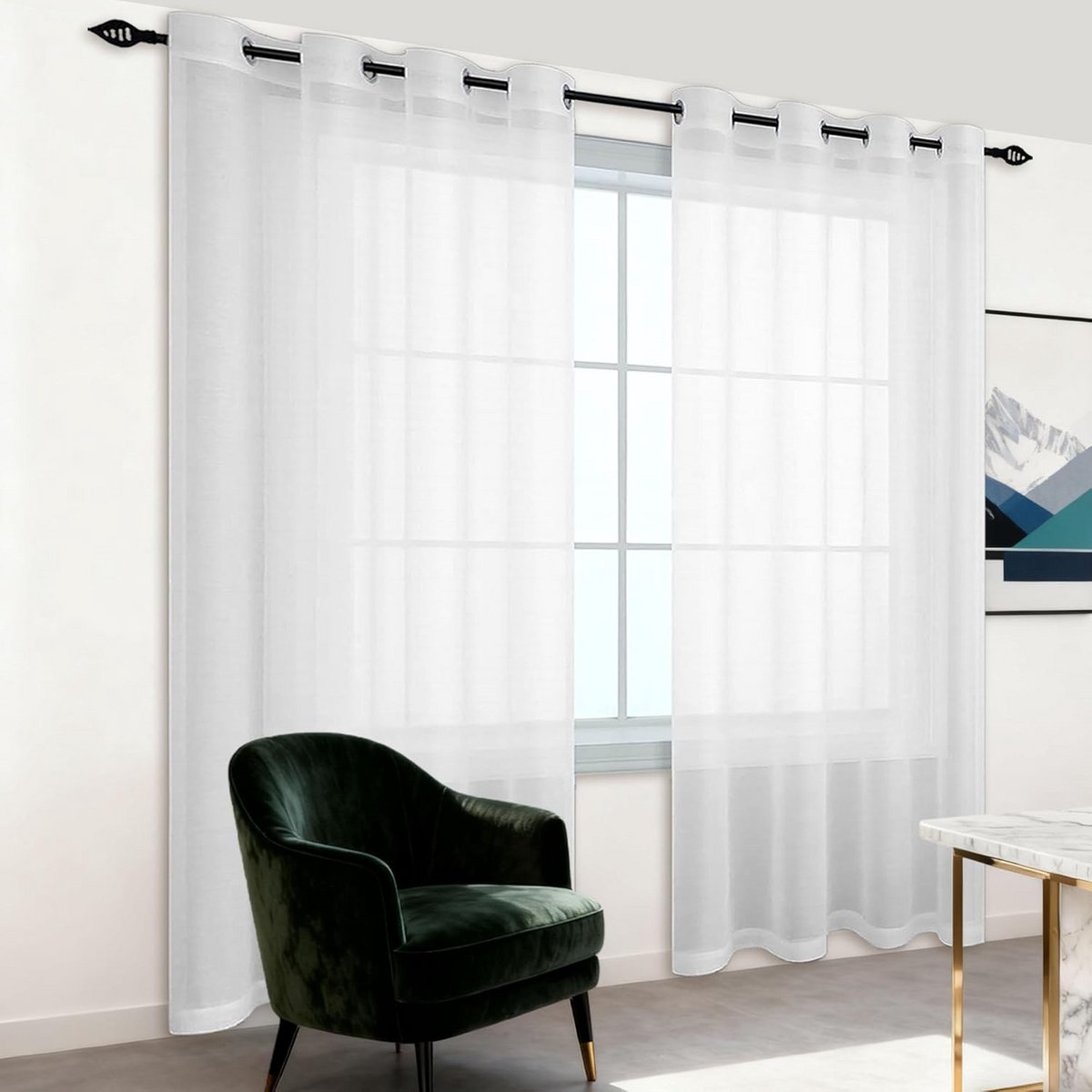 Voile Gordijn - Luchtig Paneel - Woonkamer Decoratie - Semi Transparant - 700 x 265 cm - W