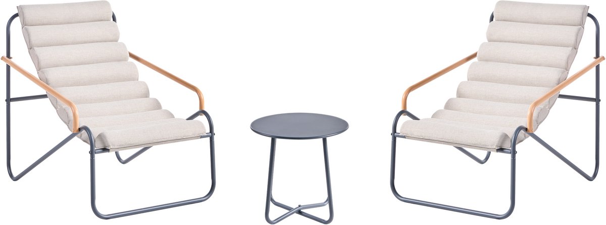 Beliani PASTO - Loungeset - Donkergrijs - Staal