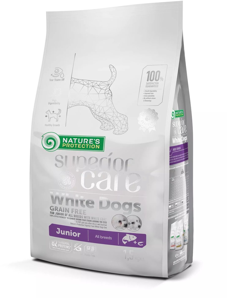 Nature's Protection Superior Care - witte hond - alle rassen - junior - graanvrij met zalm - 1,5kg