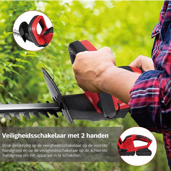 Draadloze Heggenschaar-2 x 21V Accu' -48 cm Elektrische Heggenschaar-2 Handgrepen en Beschermkap-Robuust en L ichtgewicht voor Heggen en Struiken van Merkloos	 — afbeelding 4