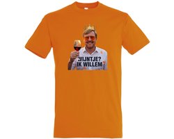 Wijntje? IK WILLEM T-shirt - Oranje - Wijn shirt - Koningsdag - Koningsdag Outfit - Koningsdag Kleding - Heren - Dames - Unisex - Oranje Kleding - Maat M