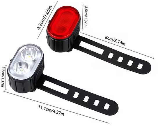 Fietsverlichting Koplamp Achterlicht Fiets Set 200 & 50 Lumen Fietsverlichtingsset Wit Rood — afbeelding 4