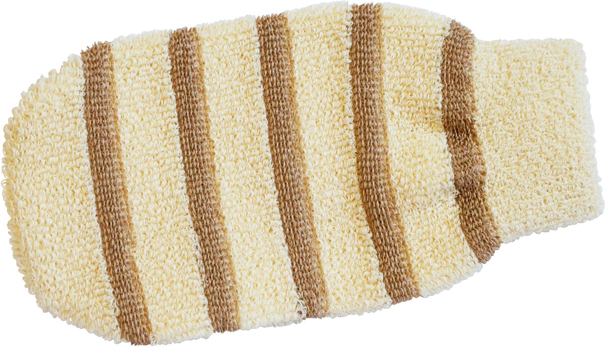 Sundo Massagehandschoen beige-bruin 22 × 11 cm - Katoenen handschoen met massagestrepen voor medium massage - Bruin
