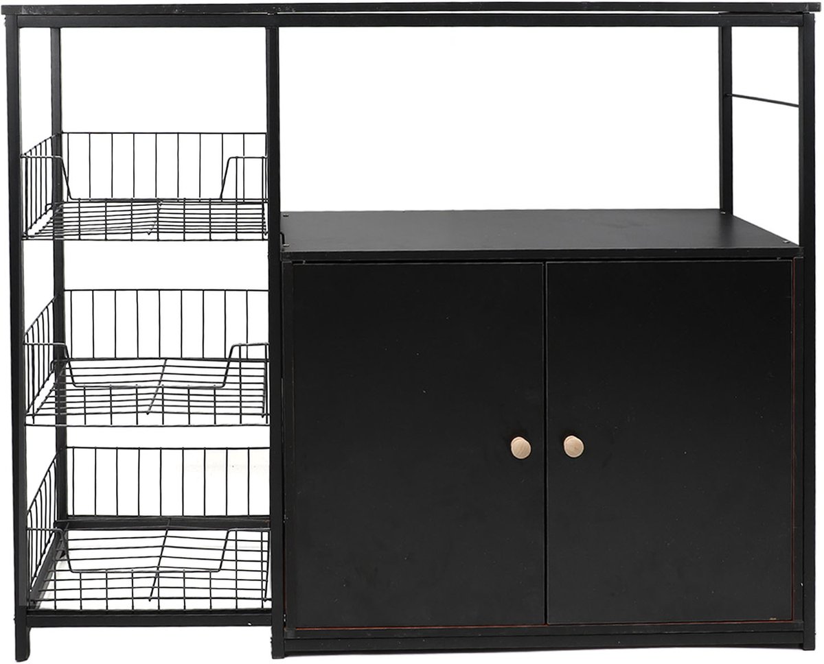 Metalen Stellingkast - Zwart - Extra Sterk Opbergrek - 100x30x80cm - Keuken Opbergrek