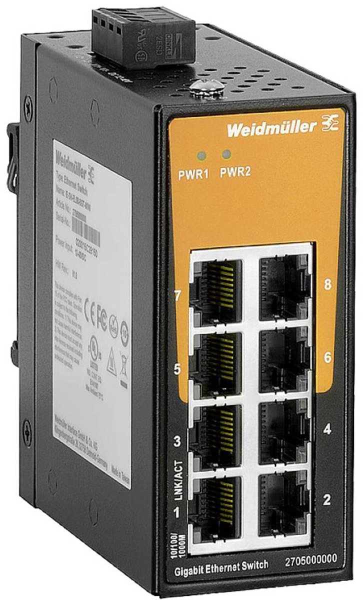 Weidmüller 2705000000 IE-SW-EL08-8GT-MINI Industrial Ethernet Switch 10 / 100 / 1000 MBit/s