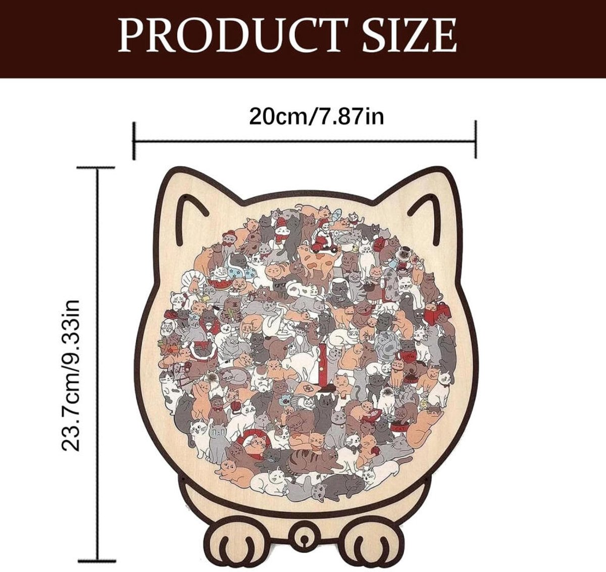 Puzzel - 135 stukjes puzzel - Houten kattenpuzzel - Kat-Vormige Puzzels - Legpuzzel volwassenen - kinderpuzzel - Creatief cadeau voor kattenliefhebbers - Houten puzzel Kat - Onregelmatige puzzel — cadeau in Spellen & Speelgoed - foto 3