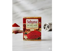 Suhana Kashmiri Chilipowder 2 X 100g – Authentiek & Zuiver Kashmir Chilipulver uit India | 100% Natuurlijk, Intens Aroma, Levendige Kleur | Perfect voor Curry’s, Soepen, Marinades & Indiase Gerechten | Premium Kwaliteit met Kajal Sticker