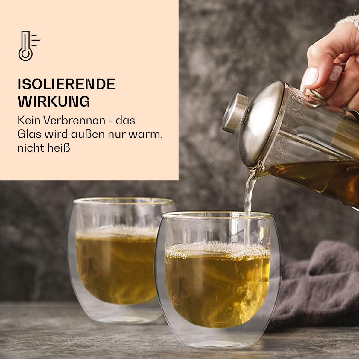 Candala 2 x 410 ml Jumbo dubbelwandig thermoglas + 3 x groene bloesemthee