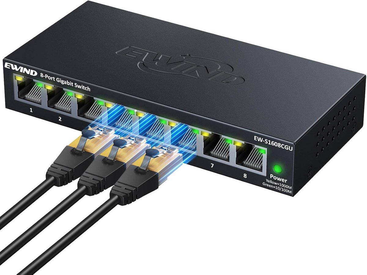 Gigabit Ethernet Switch 8 Poorten - Onbeheerd Netwerk Switch met Metalen Behuizing