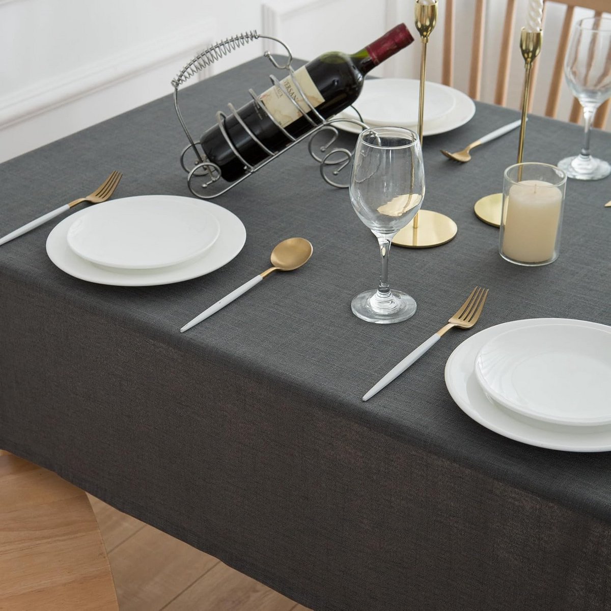 Wasbaar en Waterafstotend Rechthoekig Tafelkleed met Linnenlook - 130x160 cm