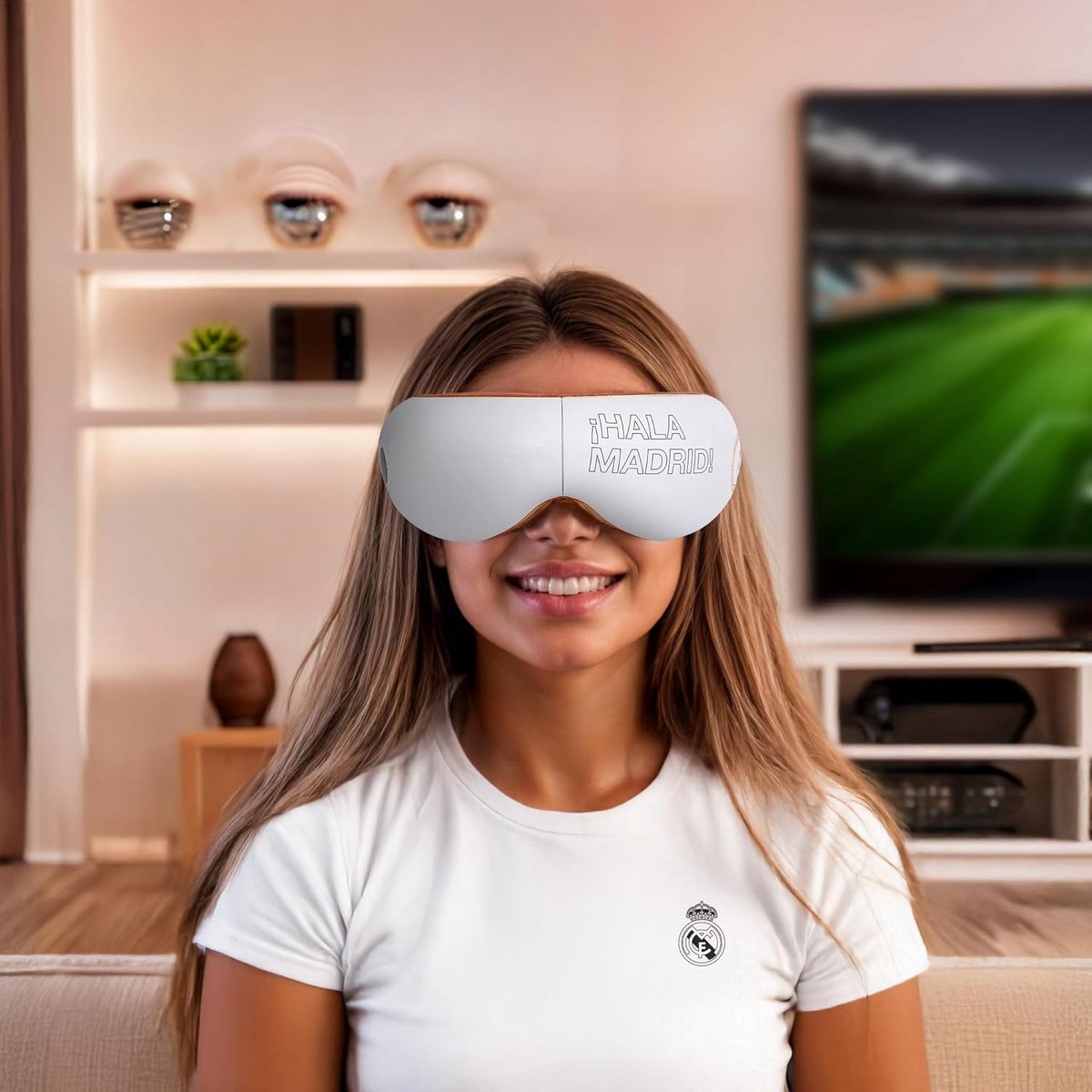 Oog- en gezichtsmassageapparaat met warmte, vibratie en luchtdruk