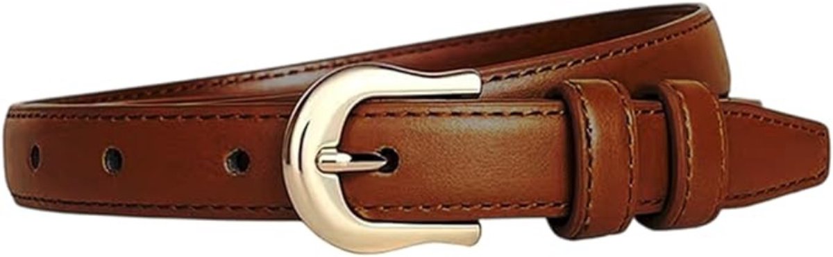 Leren Riem voor Dames - Lederen Riem met Vergulde Gesp - Stijlvol Cadeau voor Dagelijks Gebruik - 90 cm - 1 Stuk - Bruin - van Imperatoris