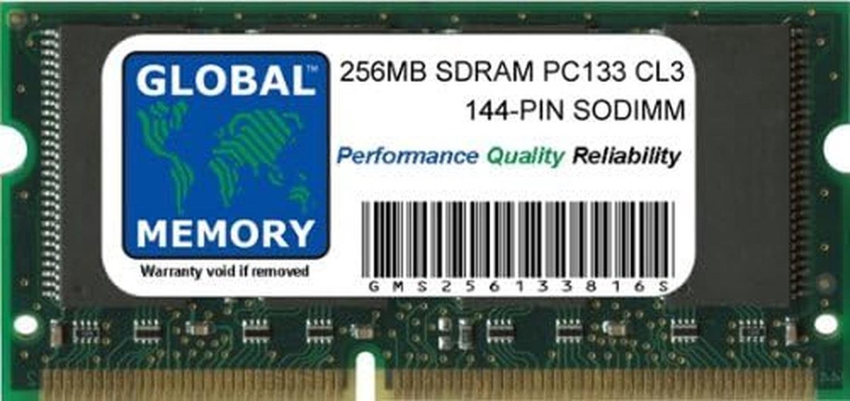 256MB SDRAM SODIMM Werkgeheugen RAM Module voor Laptops 133MHz PC133